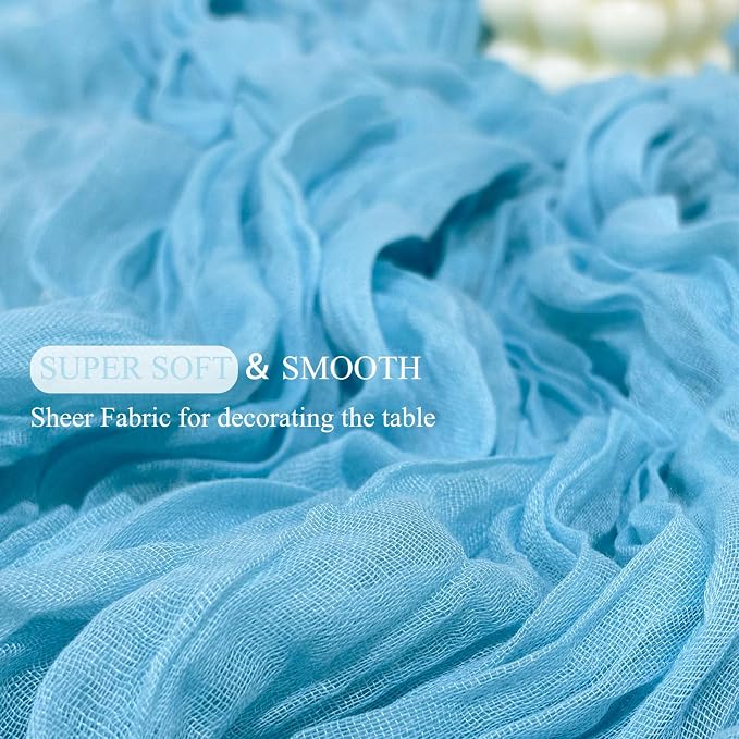 6Pack Baby Blue Cheesecloth Table Runner 17x108 inch Baby Blue Table Runner | - Image 4