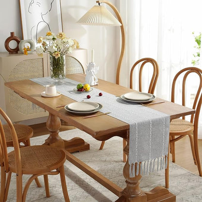 Rustic Boho Table Runner, Linen Table Runner, Farmhouse Table Runners 90 Inches - Image 3
