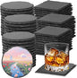 72pcs Slate Coasters Black 4 Inch Bulk Blank Rock Coasters Blank Laser Engraving, Hand Painted DIY, Scratch Resistant Bottom (36*Square+36*Round)