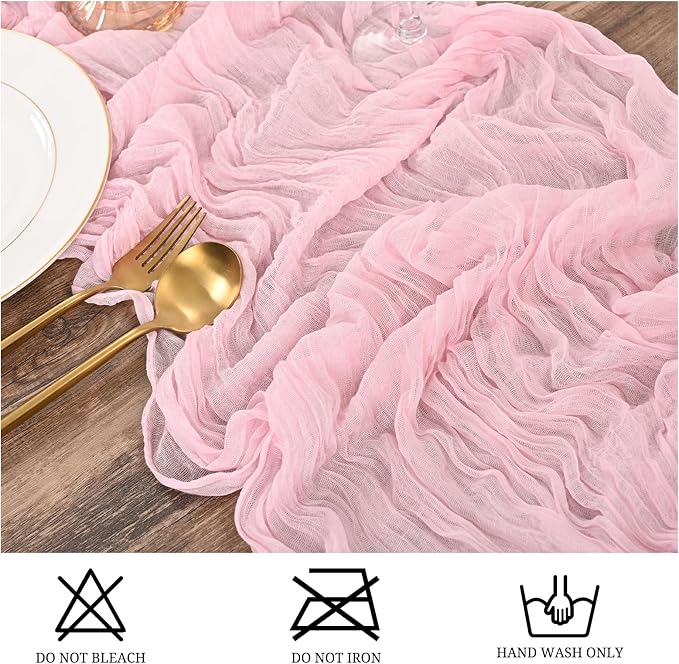 15 Pack Pink Table Runner 17 x 108inch Cheesecloth Table Runner Boho Gauze - Image 3