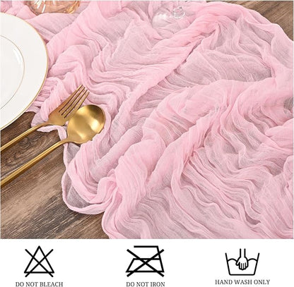 15 Pack Pink Table Runner 17 x 108inch Cheesecloth Table Runner Boho Gauze - Image 3