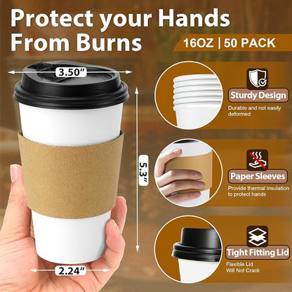 Clawsoff 50 Pack 16 oz Disposable Coffee Cups - Image 2