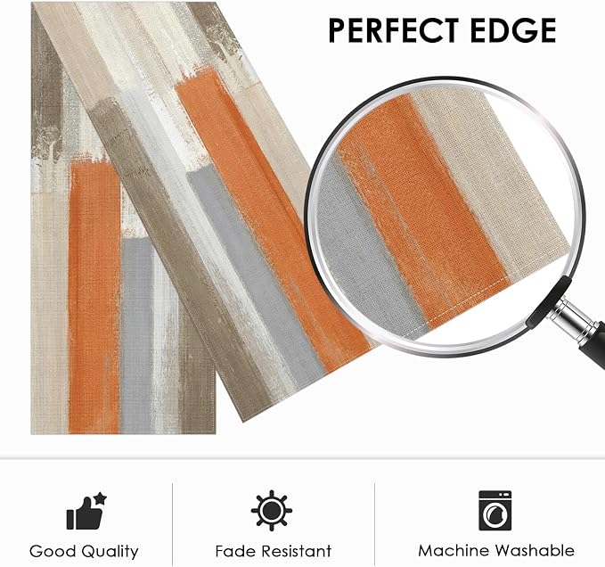 Emvency Table Runner, 13x72 Inch, Abstract Modern Art | Orange Farmhouse Dining - Image 4