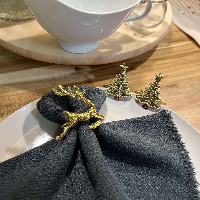 Christmas Gold Napkin Rings Set of 12 - Image 3