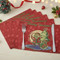 DaDalogy Red Merry Christmas Santa Claus Placemats Set of 4 Festive Winter Holiday Tapestry - Cotton Linen Wove Dining Room Table Mats - 13” x 19” (17615)