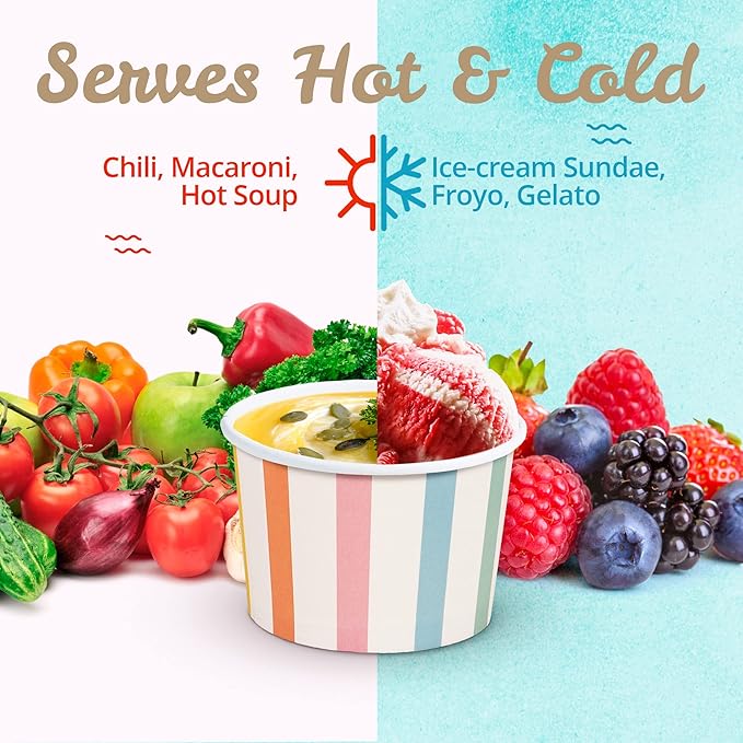 MATICAN Paper Ice Cream Cups, 50-Count 9-Oz Disposable Dessert, Snack Bowls - Image 7