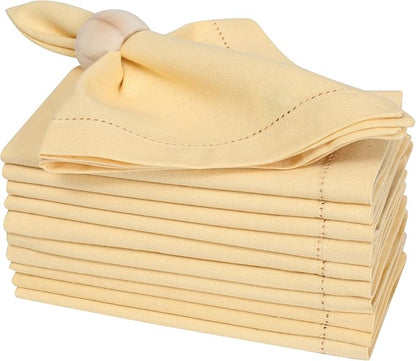 Bedding Craft Cotton Dinner Cloth Napkins Set of 12 – 18x18 Apricot Gelato Hemstitched – Machine Washable Fabric Napkins for Weddings, Baby Showers, Gifting & Parties