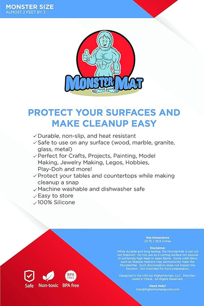 MonsterMat 36x24 Inch Extra Large Silicone Table Protector Craft Mat for Painting, Clay, Projects, Arts and Crafts, Soldering and Resin. Easy Clean Up and Storage. Largest Mat Available. (White)