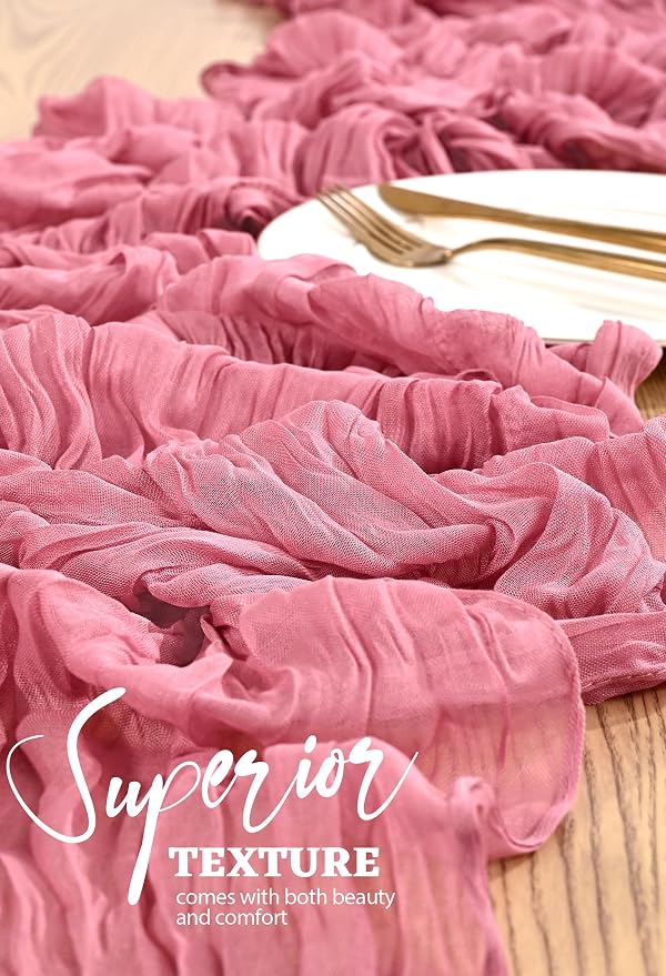 18 Pack Cheesecloth Table Runner 10FT Dusty Rose Table Runner Boho Gauze Cheese - Image 4