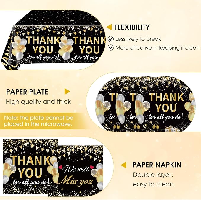 41Pcs Black Gold Thank You Decorations Thank You - Image 3