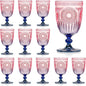 XUWAIDSGN 12Pcs Plastic Vintage Wine Glasses 13.5oz Reusable Embossed Goblet by XUWAIDSGN