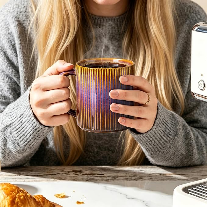theterra Ceramic Coffee Mugs Set of 6, 14.2 oz Coffee Cups - Image 7