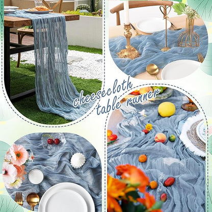 20 Pack Dusty Blue Cheesecloth Table Runner 10FT Long Boho Gauze Fabric Table - Image 6