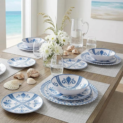 Melamine Dinnerware Sets for 4, 12-Piece Plates and Bowls Sets - Image 3