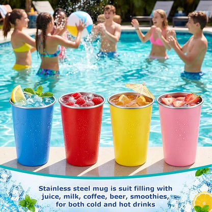Mimorou 4 Pack 16 oz Stainless Steel Pint Cups Metal Cups Unbreakable Drinking - Image 4