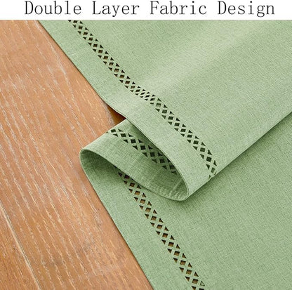 Burlap Table Runner, Avocado Green Table Runners 108 inches Long | Double Layer - Image 2