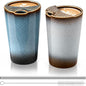 2 Pack Ceramic Coffee Mug with Sip Hole, Retro Espresso Cup 13 oz with 2 Straws by Ferrochef
