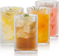 Vintage Ribbed Glassware Set: 4pcs 16.9oz XL Drinking Glasses, Fluted Ripple Drinkware, Origami Style, Elegant Glassware for Whiskey, Cocktail, Iced Coffee, Juice, Beer, Soda