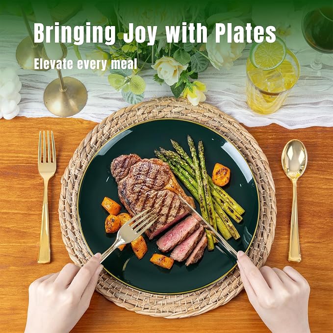 KIRE 175PCS Green Plastic Plates - Image 10
