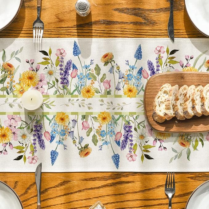 Artoid Mode Bloom Flowers Tulip Spring Table Runner, Seasonal Easter Holiday - Image 3