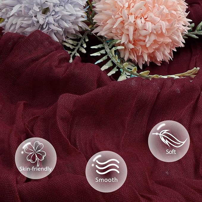 12 Pack Burgundy Cheesecloth Table Runner 35 x 120 Inch | Boho Gauze Cheese - Image 4