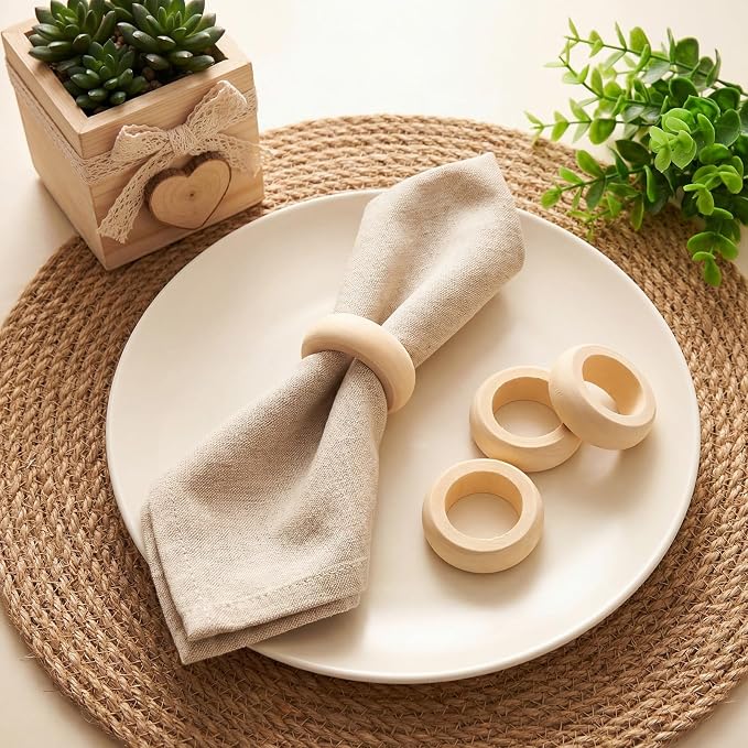 24 Pcs Wooden Napkin Rings Unfinished Wood Table Napkin Holders Farmhouse - Image 2