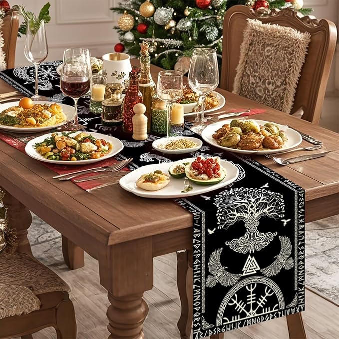 Viking Burlap Table Runner Seasonal Spring Fall Kitchen Dining Linen Table - Image 3