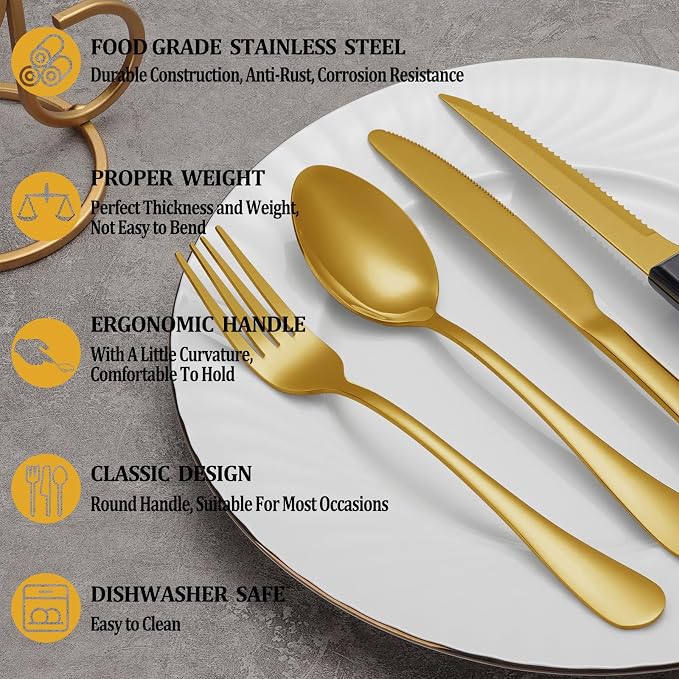72 Pcs Gold Silverware Set - Image 3