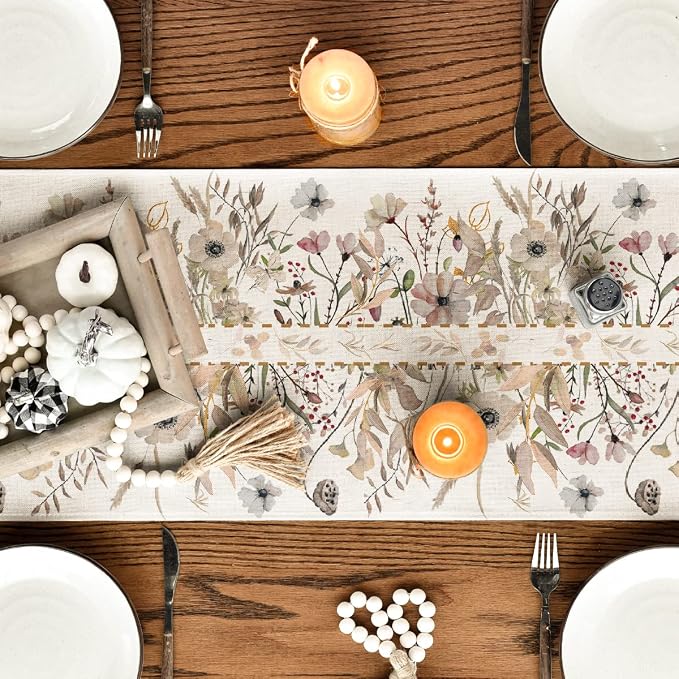 Artoid Mode 210 GSM Fall Table Runner 13x36 Inch Home Party Decor | Wildflower - Image 4