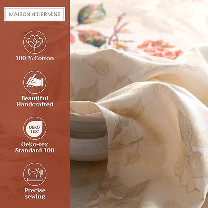 Maison d' Hermine Cloth Napkins Set of 4 100% Cotton for Thanksgiving Christmas Decorations Everyday Reusable Square Fall Napkins Cloth Washable Dinner Party (Equinoxe - Beige, 20"x20")