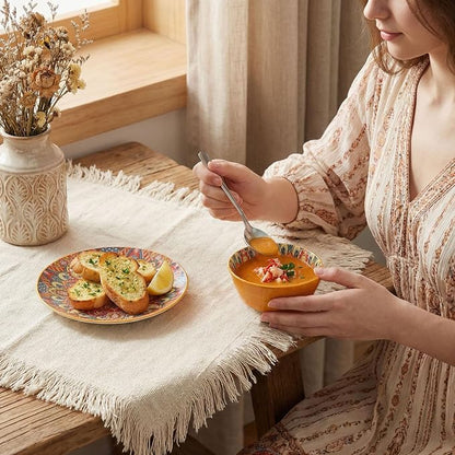 YA JU Mandala Dinnerware Sets Serves 4, Buffet Dinnerware, Boho Plates and - Image 4