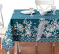 Maison d' Hermine Premium Table Cloth Rectangle Table 100% Combed Cotton 120 x 70 Inches Tablecloth Reusable Decorative for Dining Room, Farmhouse, Party, Festive & Wedding - Peacock Utopia - Deep Sea