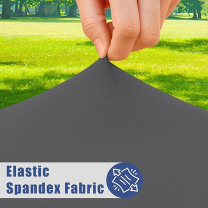 Spandex 8 Foot Rectangle Table Cloth 2 Pack, Elastic Fitted Tablecloths for Picnic, Stretch Washable Patio Table Cover for Outdoor, Camping, Banquet and Parties (Dark Grey, 30"x96")