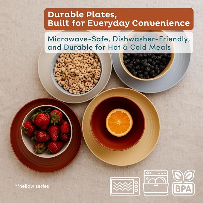 8-Pack Reusable Wheat Straw Plates Set - Image 3