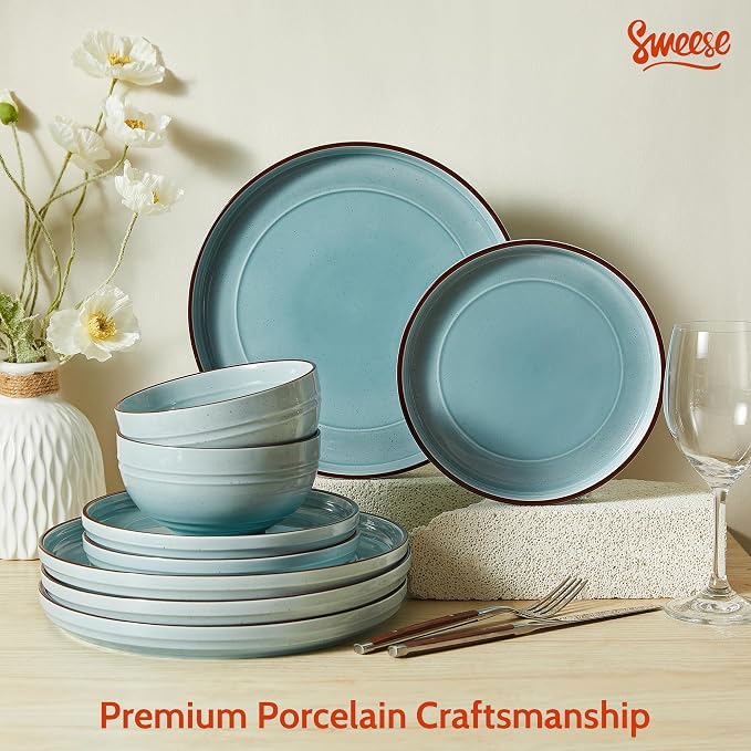 Sweese Plates and Bowls Sets, Porcelain Dinnerware Sets - Image 7