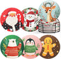 Christmas Coasters with Metal Holder Vintage Santa Drink Coasters Coasters Round Absorbent Ceramic Stone Coaster for Home Kitchen Table Decor Set of 6