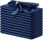 P Pothuiny 12 Pcs Navy Blue Satin Napkins 17 x 17 Inch, Satin Cloth Napkins | by P+Pothuiny