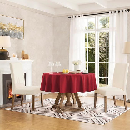 Tablecloth Linen Textured Waterproof & Stain Resistant Table Cloth Wrinkle Free Decorative Fabric Farmhouse Table Cover for Dining/Party/Buffet/Wedding, 60 x 60 Inch, Red