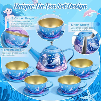 iAOVUEBY Tea Party Set for Little Girls, Kids Pretend Play Kitchen Toys - Image 4