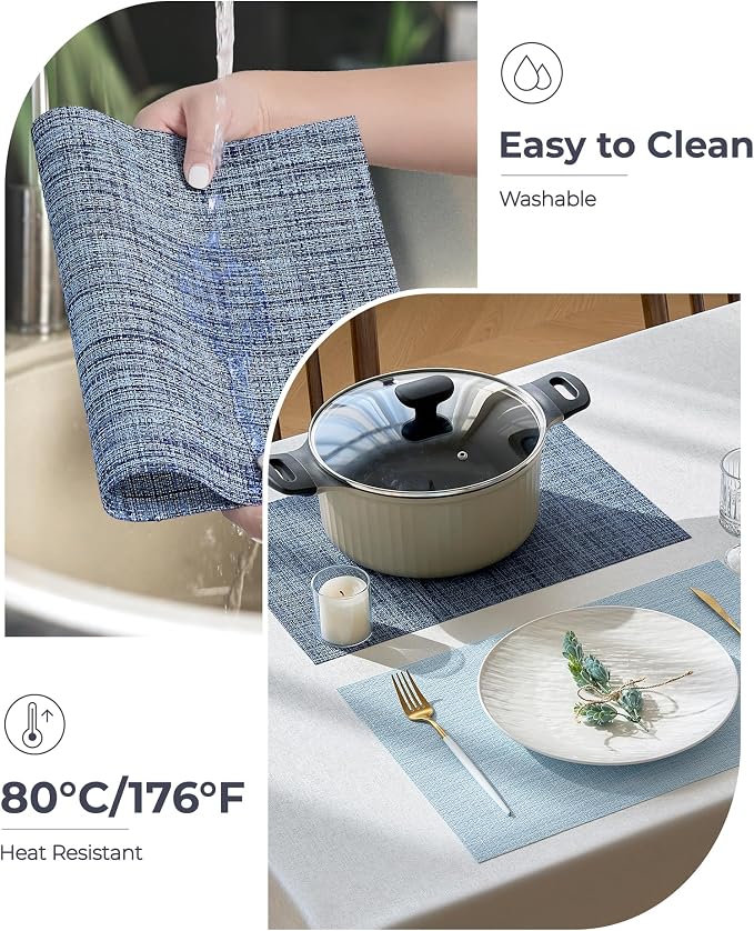 Leetaltree Deep Navy Woven Placemats Set of 12 - Image 5