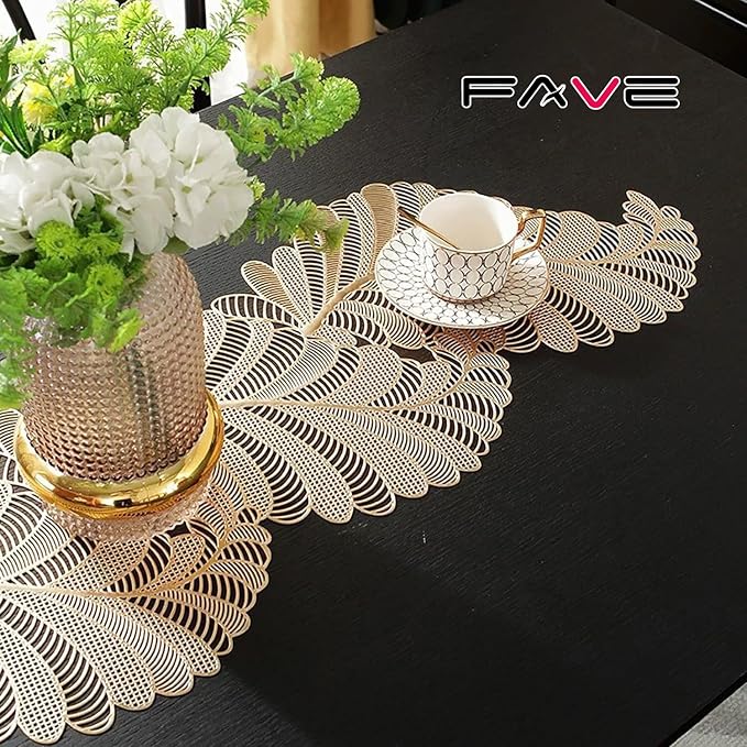 FAVE Table Runner 36 Inches Vinyl Golden Table Runner | Heat Resistant Table - Image 5