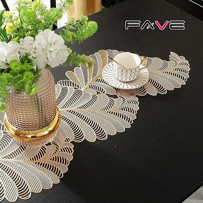 FAVE Table Runner 36 Inches Vinyl Golden Table Runner | Heat Resistant Table - Image 5