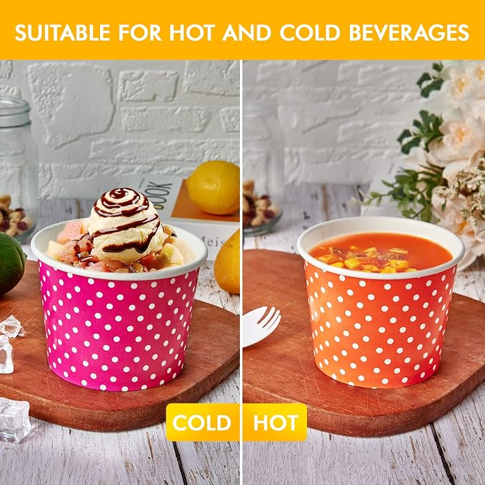 120 Pack 16 oz Ice Cream Cups, Disposable Paper Dessert Cups | three color - Image 4