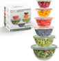 COOK WITH COLOR 12 Pc Glass Mixing Bowl Set with Lids – Borosilicate Glass Nesting Bowls for Cooking, Baking and Meal Prep, Multicolor