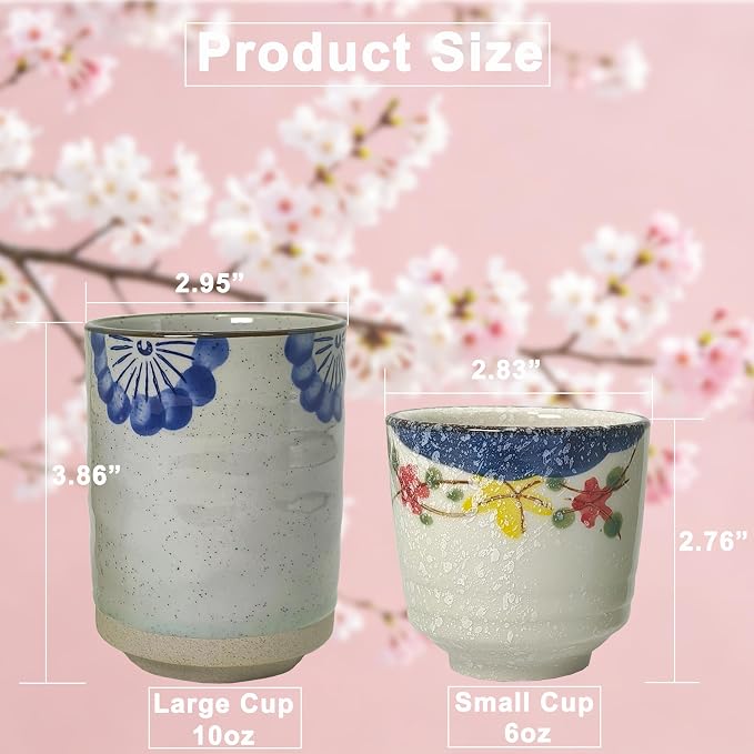 6 Pcs Japanese Tea Cups, 1 Large and 5 Small Ceramic Coffee Cups - Image 2