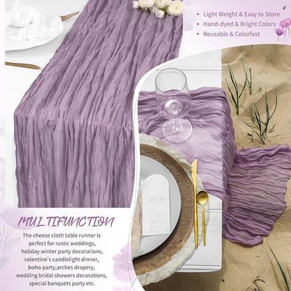 Showgeous 4 Pack Purple Cheesecloth Table Runner, 17 x 108 Inches | Boho - Image 5