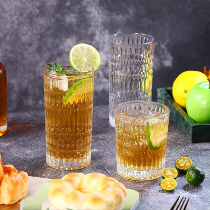Loivttvv Glassware Drinking Glasses Set of 8, 14 oz Highball Glasses & 10 oz - Image 8