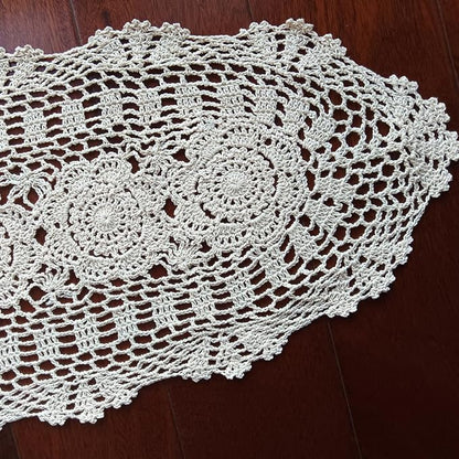 Phantomon Oval Lace Table Runner Doilies Floral Table Scarf Furniture Cloth - Image 2
