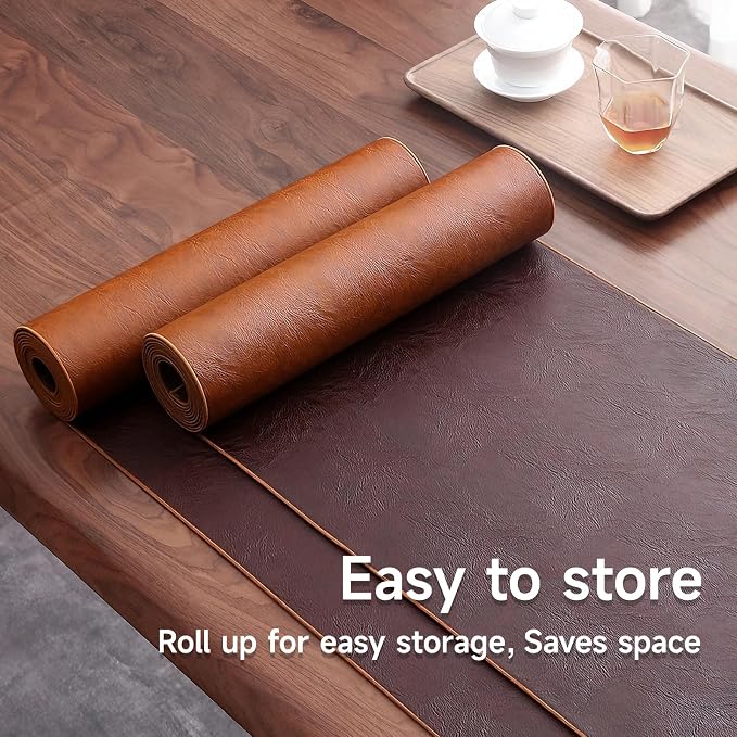 Double-Sided Faux Leather Table Runner, Waterproof Heat Resistant Non-Slip - Image 8