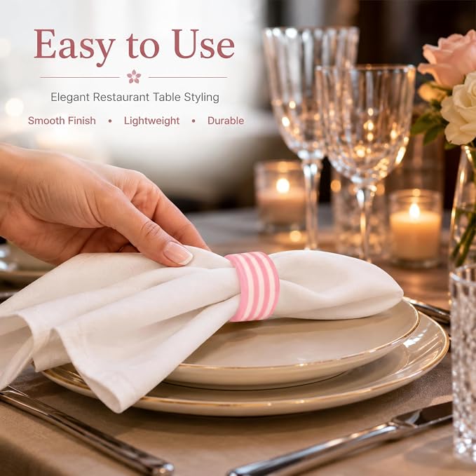 Pink Resin Napkin Rings for Weddings, elegant pink finish, cloth napkin - Image 4